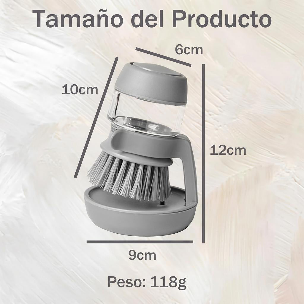 Cepillo para platos con dispensador de jabón